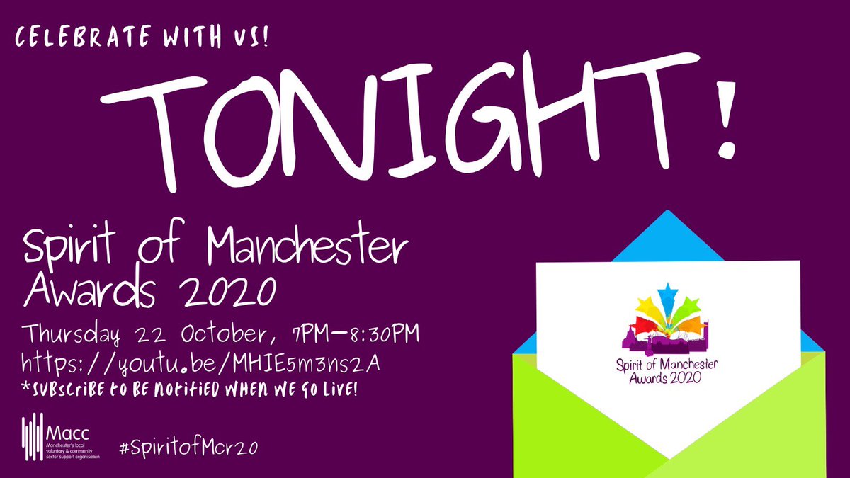 EuropiaArts's tweet photo. TONIGHT! 🌟 Join us at 7pm for what is sure to be an incredible evening for #SpiritofMcr20 awards! We will be celebrating kindness & sharing stories of the community spirit reflected across the VCSE sector in Manchester. 🐝 We hope to see you there! https://t.co/yIm3B5BBxM
#mcr https://t.co/7oLrTITbmK