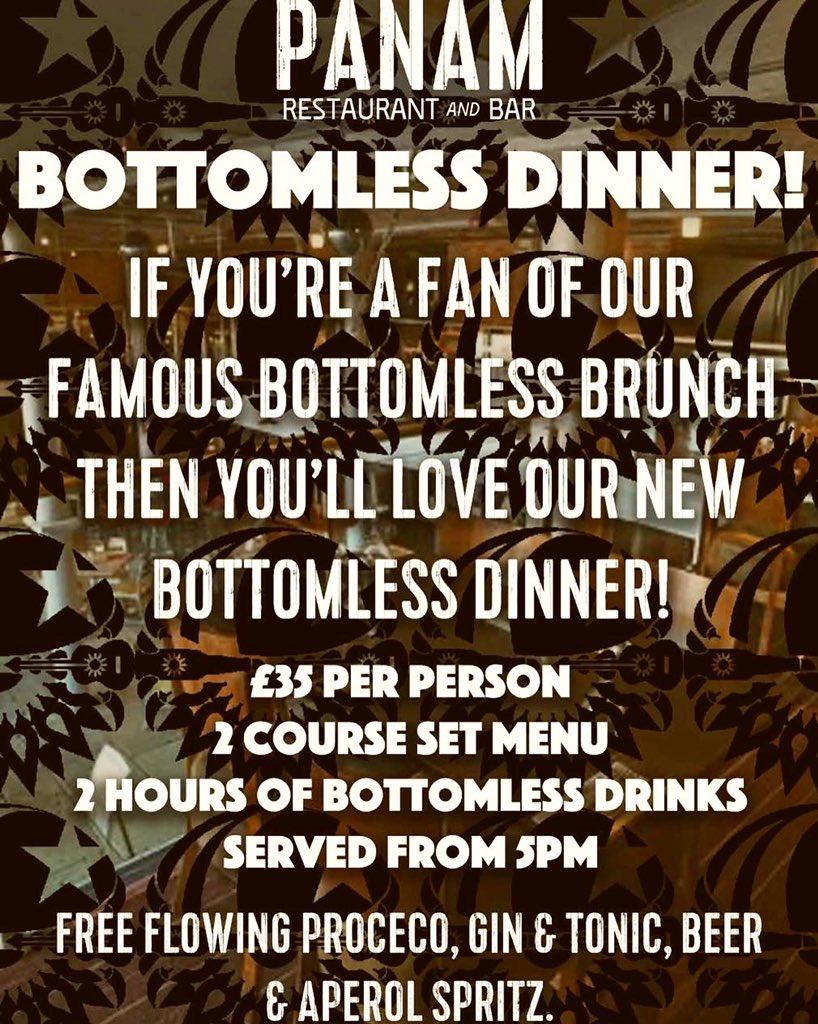 PANAM_LIVERPOOL's tweet photo. This Saturday, for ONE NIGHT ONLY we have Bottomless Dinner available 🥂🍺 2 course meal and 2 hours of free flowing drinks for £35 per person 😍 Head over to Instagram for all the details 🤩 #liverpool #dinner https://t.co/dqjTErztG1