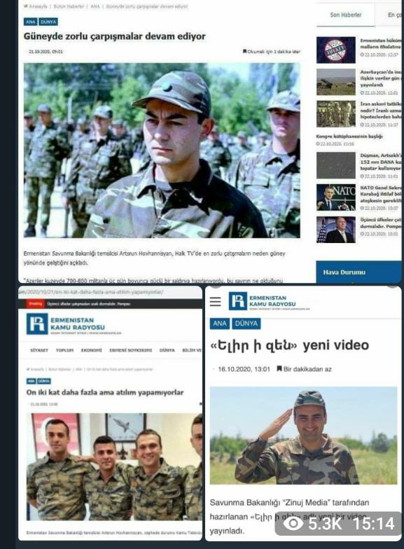 #Armenia posted pictures of Turkish singer Serdar Ortac and actor Kaan Girgin in a published 'list' of allegedly killed with #Azerbaijan soldiers. They are in Turkey and alive🤭 📸