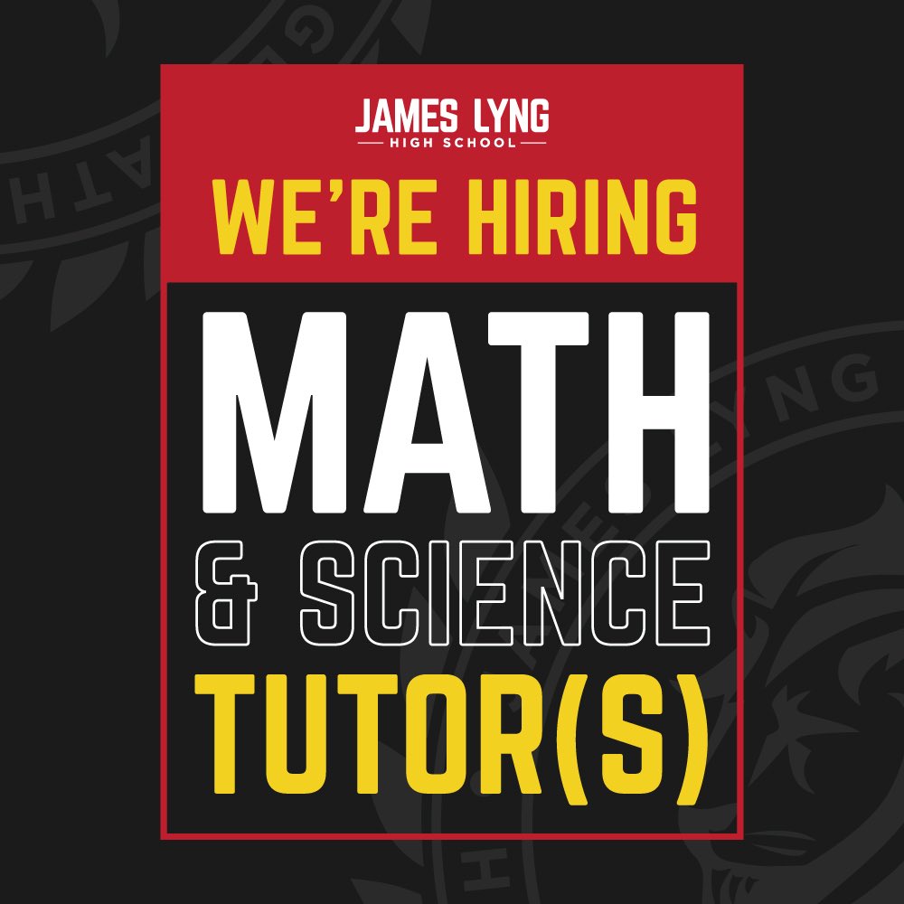 James Lyng High School (@jameslyngemsb) on Twitter photo We’re looking for MATH & SCIENCE TUTORS (Paid).
If you are interested or know someone who might be.
Please send your CV to jameslyng@emsb.qc.ca We’re looking for MATH & SCIENCE TUTORS (Paid).
If you are interested or know someone who might be.
Please send your CV to jameslyng@emsb.qc.ca