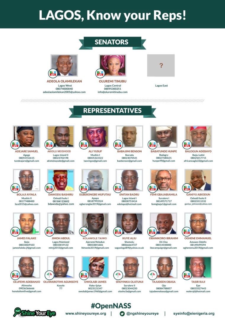 Here are all the NASS members (Senators and Reps) from Lagos state