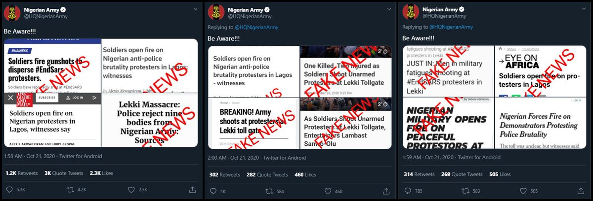 Despite the tweets disclaiming reports of the shooting as fake,  @AmnestyNigeria confirmed 10 people died at Lekki.Lagos governor  @jidesanwoolu yesterday instituted a fact finding committee to investigate the Army's Terms of Engagement following an "unfortunate shooting."