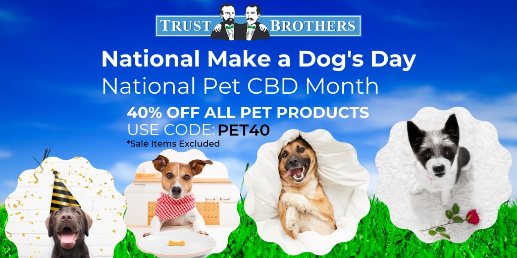 TrustBrosCBD's tweet photo. Make Their Day a Memorable One. 

Give your beloved doggo extra love and gifts this month.

CBD is one of the best gifts you can give, it's the gift of health. 🐶🐶

https://t.co/LCvercfUeX

#MakeADogsDay https://t.co/anKGvp9Ff1