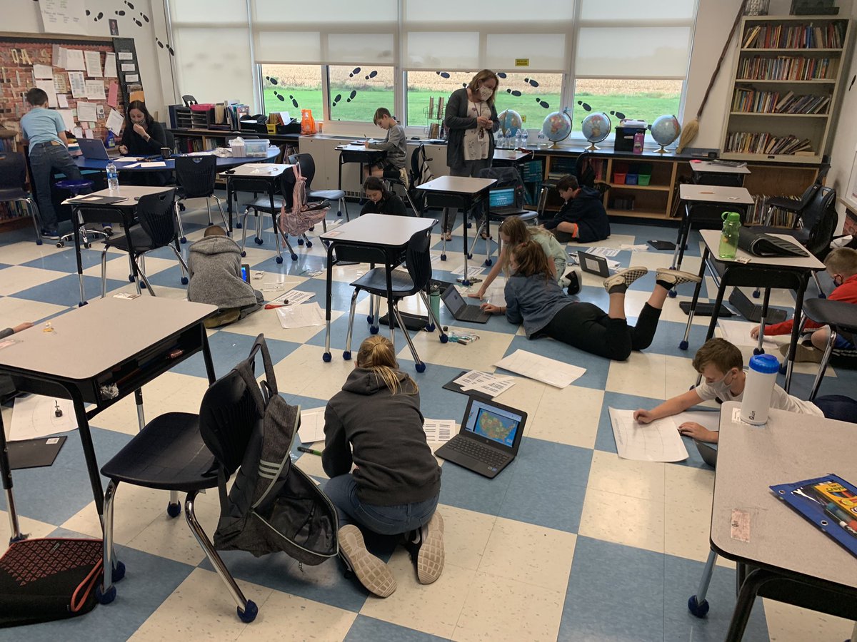 KendallEagles's tweet photo. I love seeing 6th graders working comfortably (and safely) in Social Studies 7. #socialdistancingstudies https://t.co/XYmh7iwB6L