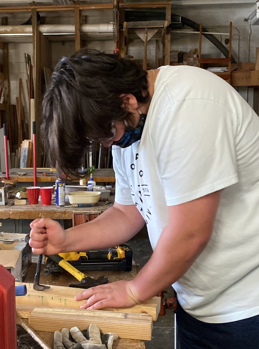 wcpatriots's tweet photo. October is Construction Trades Month.  WCHS Carpentry students practice their career ready skills while building a platform for the Media Center. #CTETheHotTopic #CareerReady #EducationForAll #CTEforNC #ShineTheLight @CarteretK12 @AllisonCTE @CTEforNC @lee_a_oneal https://t.co/0kA7lsf8jQ
