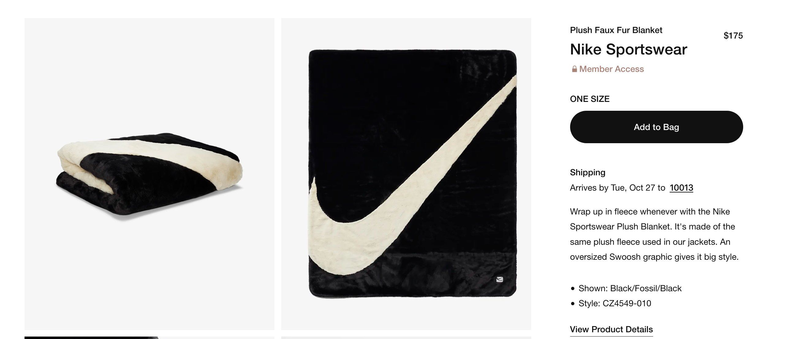 Nike Sportswear Faux Fur Blanket. Nike ID