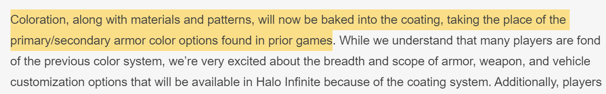 HiddenXperia's tweet photo. Uhhhhh so we can no longer change our primary/secondary colour in Infinite...?

I love the idea of being able to customise armour patterns, materials and textures but this sounds straight up like Destiny's shader system... :\ https://t.co/yeDOuRH5a1