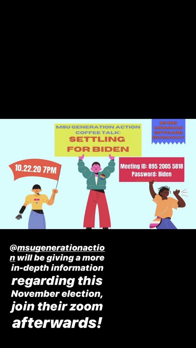 Also, after our Instagram live join <a href="/MSUGenAction/">MSU Generation Action</a> as they also discuss more information about the November election!!! Please educate yourselves!