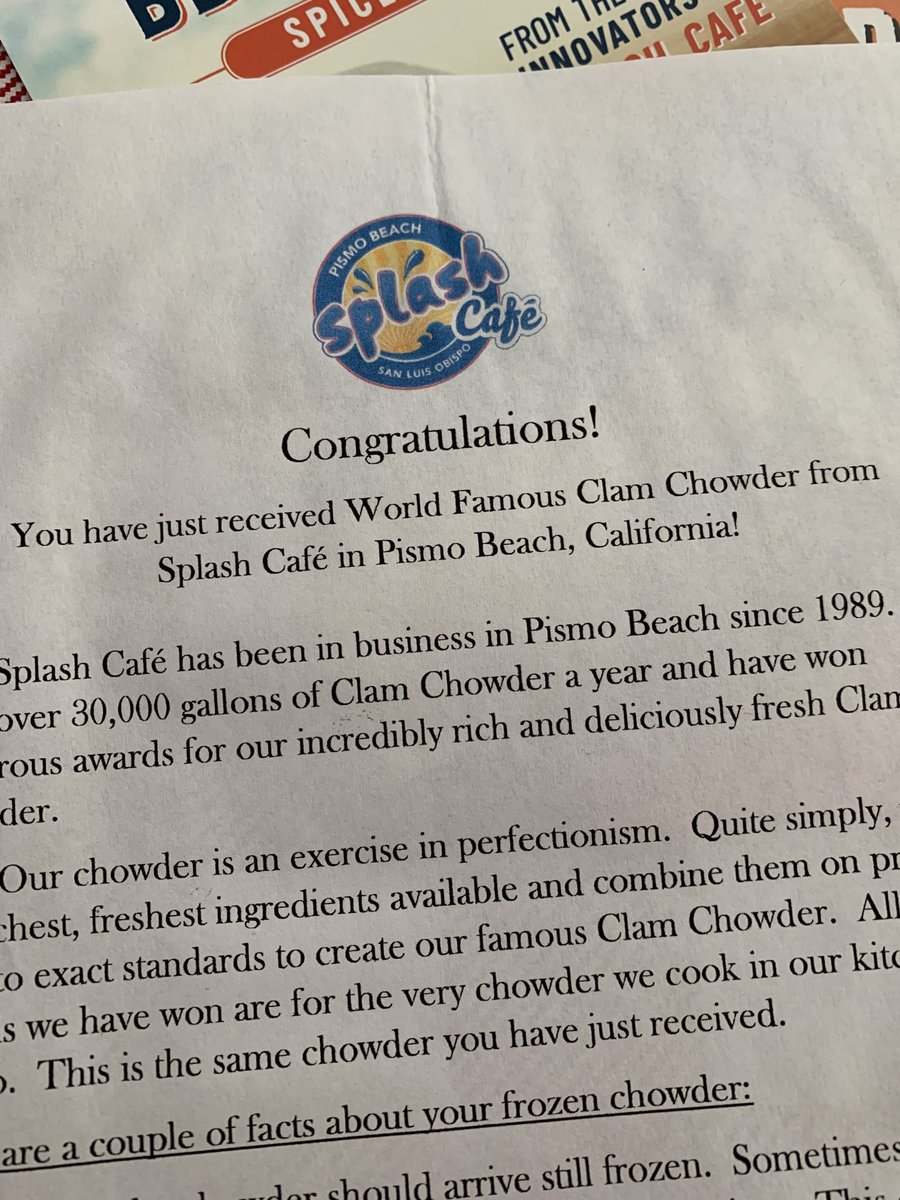 Special delivery. If you can’t get to the beach, bring the beach you you. #SplashCafe #BestClamChowder