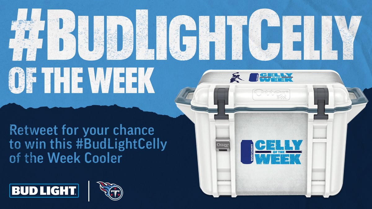 Titans's tweet image. A.J. Brown won the #BudLightCelly of the Week!

To celebrate his victory, we're giving away a custom @budlight cooler signed by @Brown1arthur. 

RETWEET for your chance to win. #Titans