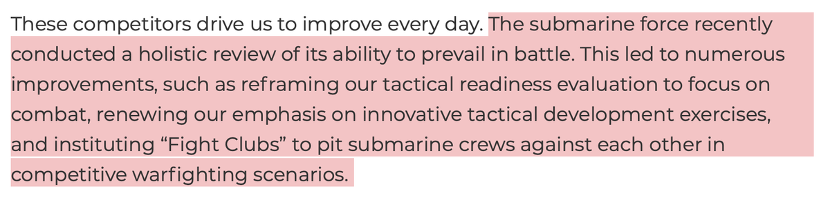 Also no joke: I have seen this review. It was, indeed, a very deep dive w/ a comprehensive set of initiatives resulting. Most importantly, the Admiral's continued (& public) emphasis on the effort will help to drive completion of actions to improve combat readiness. 