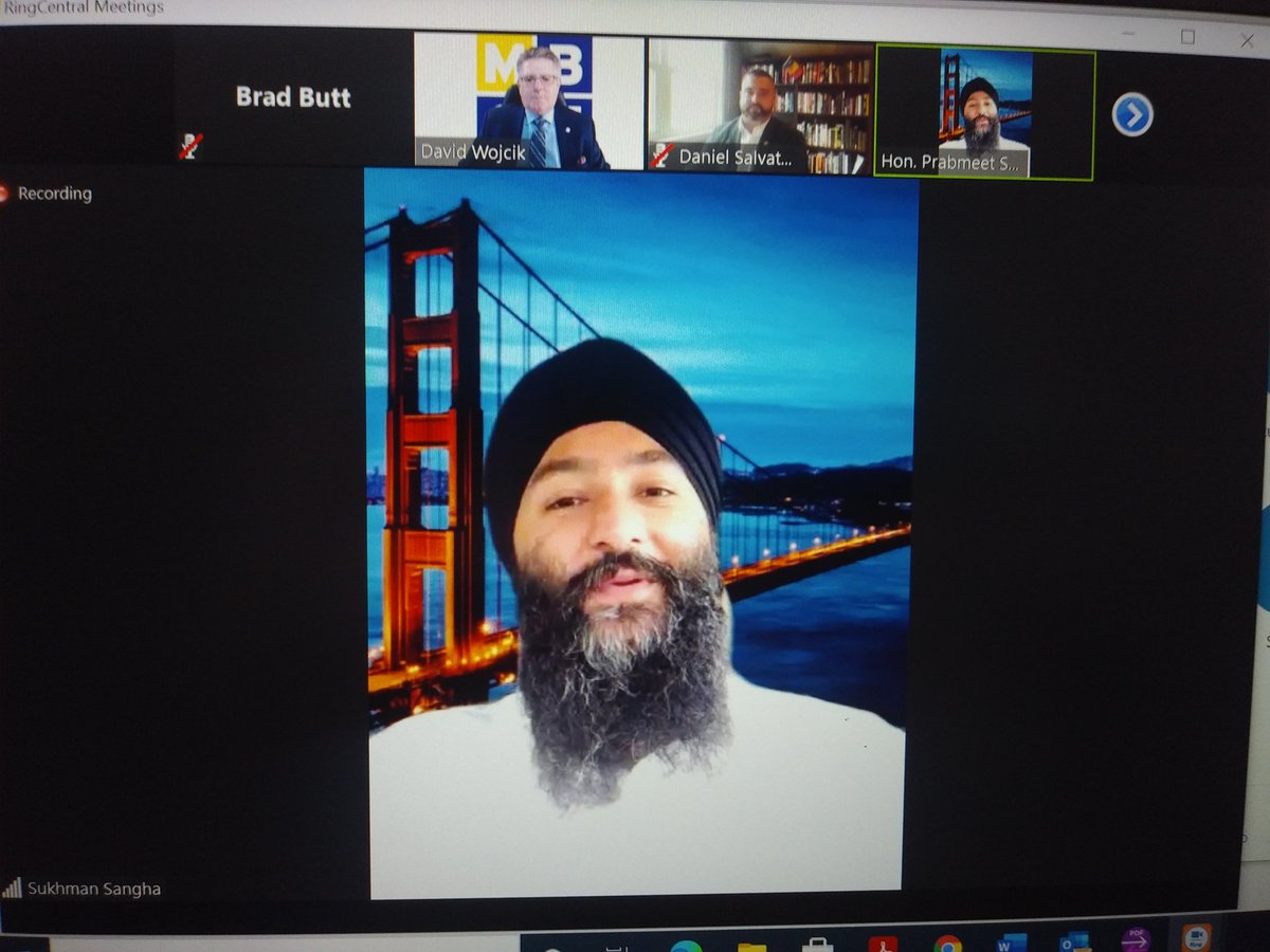 BradWButt's tweet image. On this #SmallBusinessWeek2020 great to have Minister @PrabSarkaria participate in an @MBOTOntario Town Hall today. #SmallBiz #onpoli #MississaugaMade