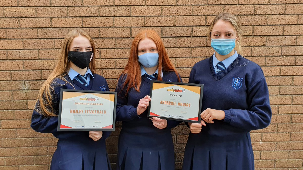 ASM_Limerick's tweet photo. Congrats to #SID2020 Ambassador Hailey on receiving her cert from @Webwise_Ireland! She's now a Youth Advisory Panelist alongside Neala & Ciara! All 3 were delighted to accept our 2 #SIDawards & are looking forward to preparations for #SID2021! 💙🌐 https://t.co/3YXLr0eRGQ