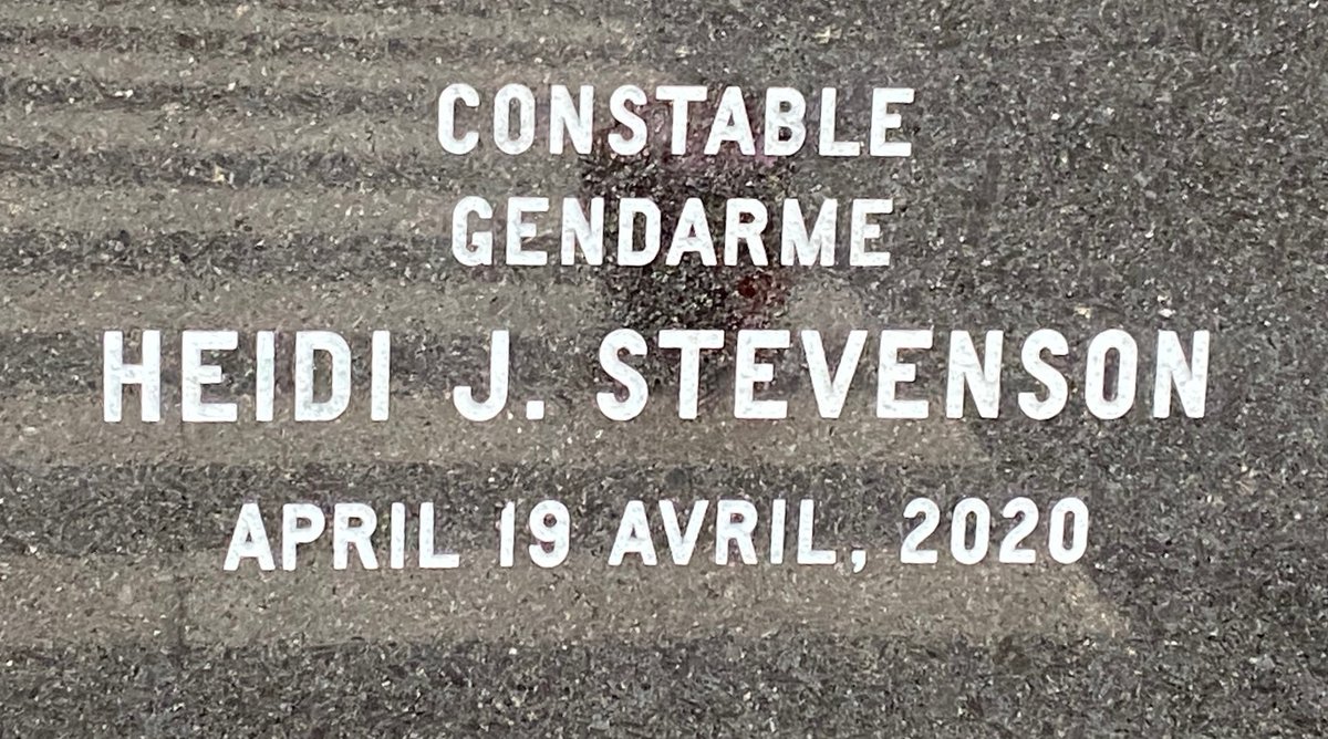 RCMPNS's tweet photo. Today, Cst. Heidi Stevenson’s name was unveiled on the Wall of Honour at Nova Scotia RCMP Headquarters in Dartmouth during a private ceremony for family and invited guests. 1/4 https://t.co/a4Ho4GU67u