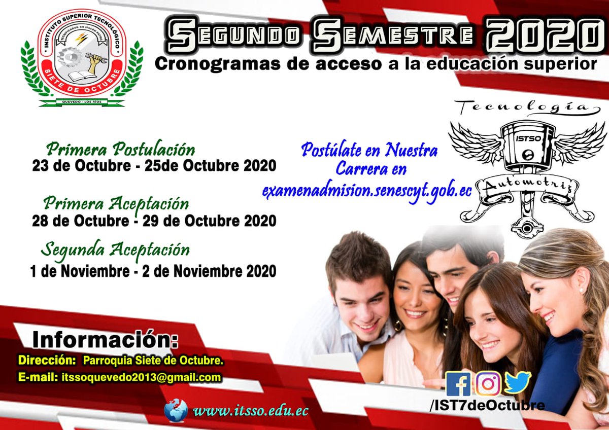 IST7deOctubre's tweet image. #Postúlate en la carrera de Tecnología Superior en #MecánicaAutomotriz del IST Siete de Octubre.
El 23, 24 y 25 de Octubre de 2020.
📌Educación Pública y Gratuita.
📌5 Semestres presenciales.
📌Profesores especializados.
#YoConstruyoMiFuturo 
#YoDecidoISTSO
#Admisión2020