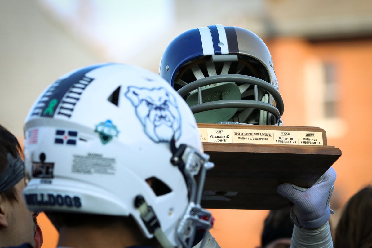 butler football helmet Butler is in possession of the Hoosier Helmet trophy after defeating Valpo  24-21 in 2019. Drew Bevelhimer hit a 38-yard field goal with no time  remaining on Senior Day to deliver the