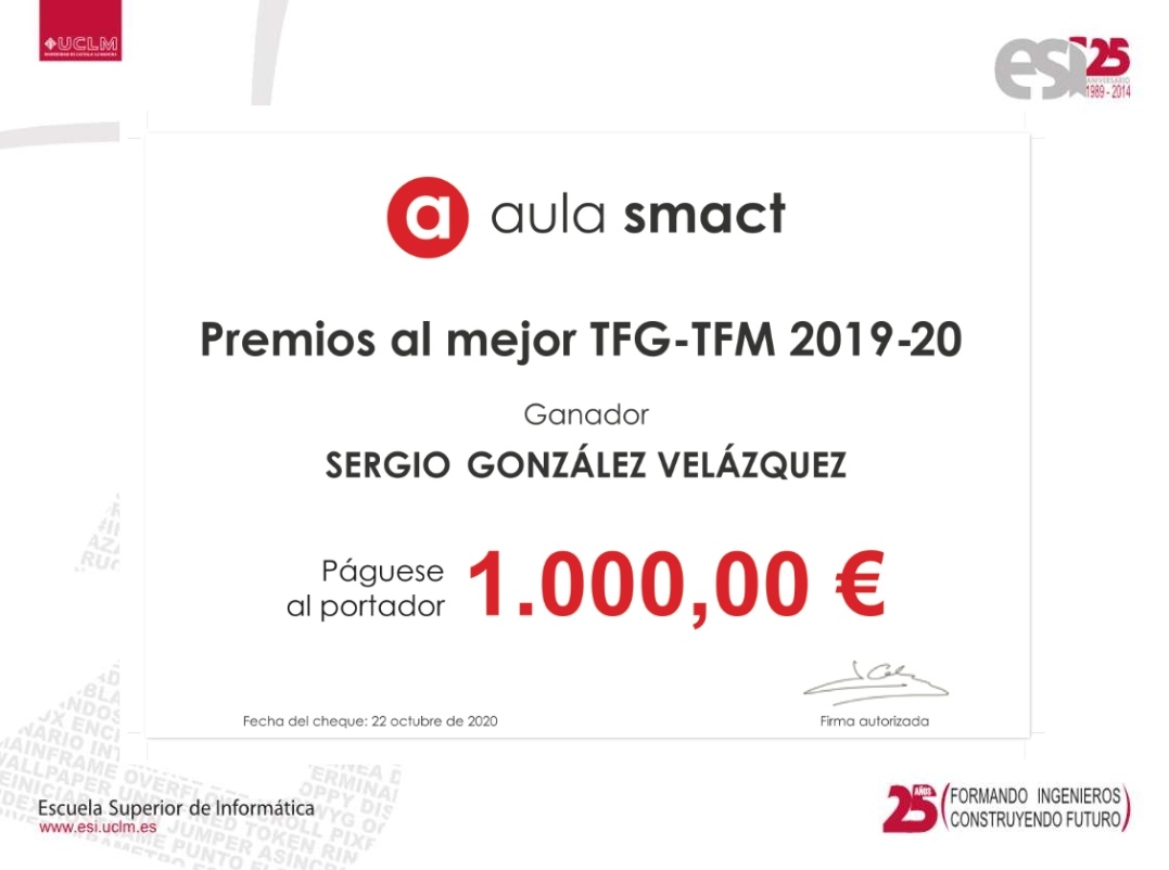 esiuclm's tweet photo. También se han entregado los premios al mejor TFG/TFM patrocinados por @aula_smact https://t.co/UbSOUwnHLA