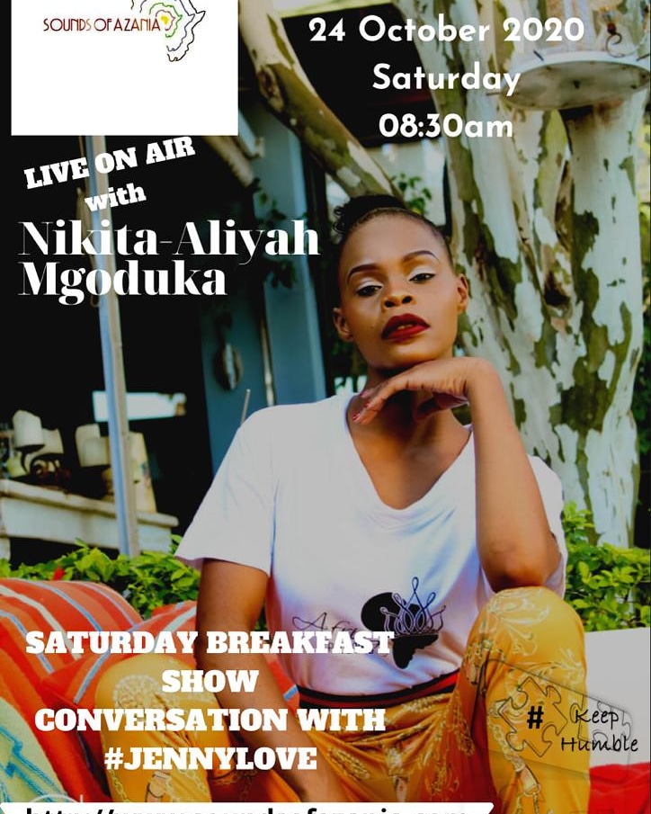 NikitaNaidoo10's tweet photo. Radio Interview with @KeepHumble2020 @thee_jennylove this coming Saturday, tune in. This coming Saturday @08:30..Do tune in💃🏻💃🏻💃🏻with JennyLove #KeepHumble https://t.co/4I9Y3BkdIu #SheStillStands and #SheChangesEverything because #SheIsAfrica Aliyah Modesty Models School https://t.co/pfiGUT3nv3
