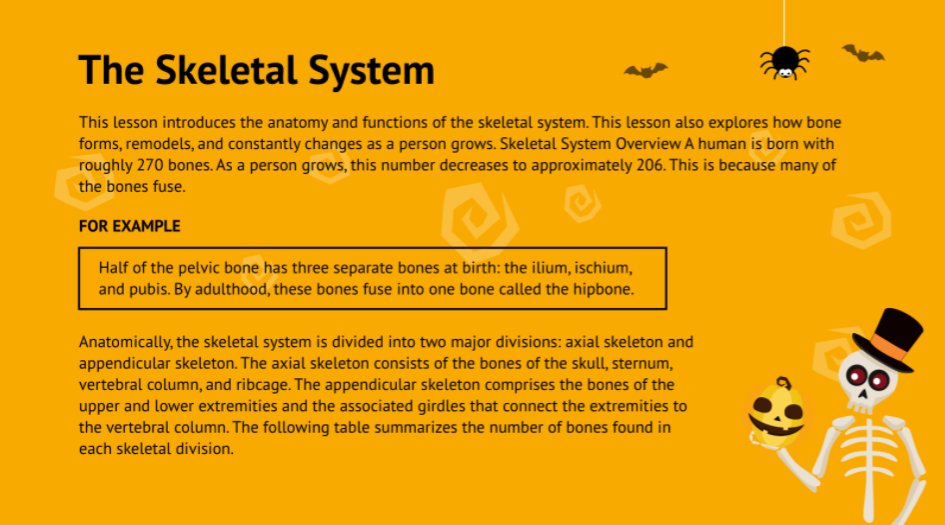 EditionSmart's tweet image. TEAS Halloween Study Guide - Available Now for FREE!
📷 In-Depth Video Lesson on Skeletal System
📷 35 Practice Test Questions on Skeletal System
📷 Learn At Your Own Pace Don&apos;t wait to sign up for FREE access: bit.ly/TEASHalloweenC… 
#atiteas #teas #nursetwitter