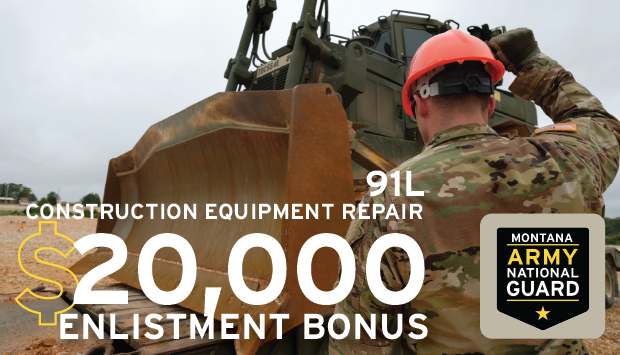 Construction is one of the fastest growing industries in Montana.  Give yourself experience that will put you ahead of the game as a 91L - Construction Equipment Repairer.  For more information visit montanaguard.net #military #goguard