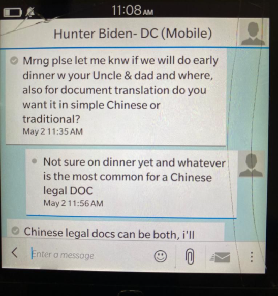 Text messages obtained by  @FDRLST show Hunter Biden personally arranging a meeting with his business partners and Joe Biden to discuss a major deal with CEFC, a Chinese energy company. The meeting occurred at the Beverly Hilton in L.A. in early May. Texts are from May 2, 2017.