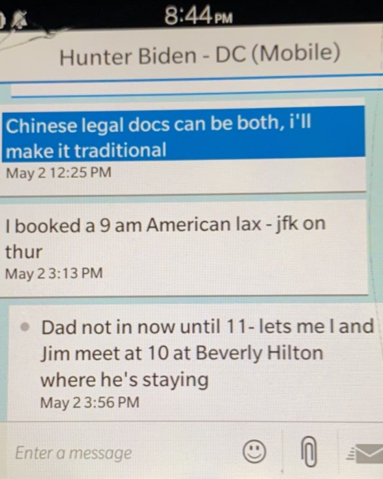 Text messages obtained by  @FDRLST show Hunter Biden personally arranging a meeting with his business partners and Joe Biden to discuss a major deal with CEFC, a Chinese energy company. The meeting occurred at the Beverly Hilton in L.A. in early May. Texts are from May 2, 2017.