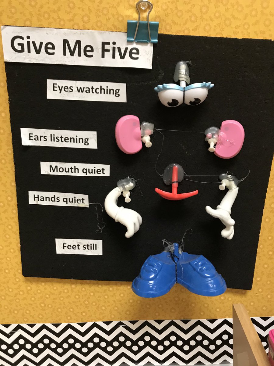 Reviewing rules of listening in preschool: “Give me Five”! #CHSTRONG #CHPROUD