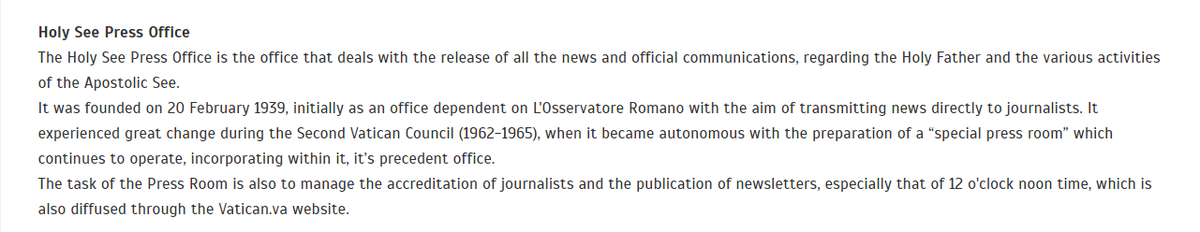  https://www.comunicazione.va/en.html This is their official website outside of  http://vatican.va .  @HolySeePress - These are the guys who are *clearly* sleeping - descriptions below from the original statutes 1 year after the DfC's founding and the DfC website.  https://www.comunicazione.va/en/chi-siamo/storia.html