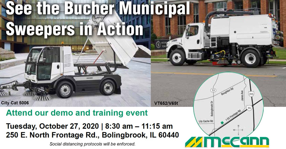 McCann_Online's tweet image. McCann is the proud new distributor of #BucherMunicipal sweepers.  Register for our demo and training event on October 27th today! mccannonline.com/RSVP/ #DrivenByBetter #FirstPassSweeping #realdeskshot #purevacuum