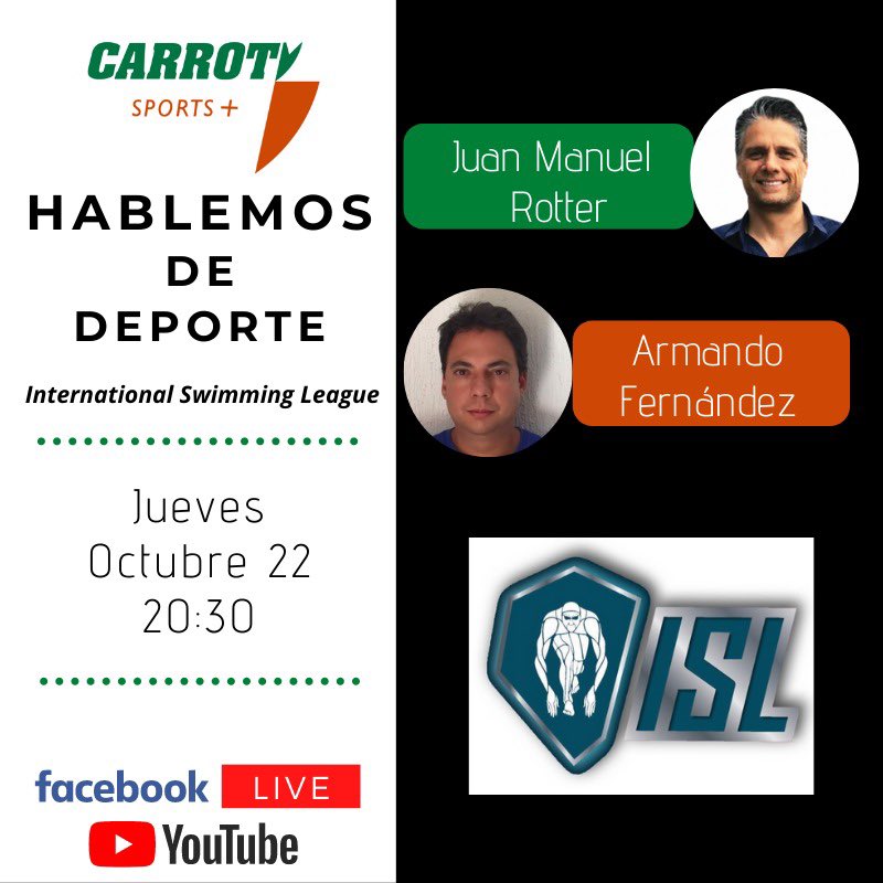 Hoy en <a href="/CarrotvSports/">Carrotv Sports +</a> haremos un programa especial sobre la ISL (International Swimming League), me acompañará <a href="/Armandofdz7/">Armando fernandez</a>. No se lo pierdan y vean porque esta liga promete llevar a la natación a otro nivel