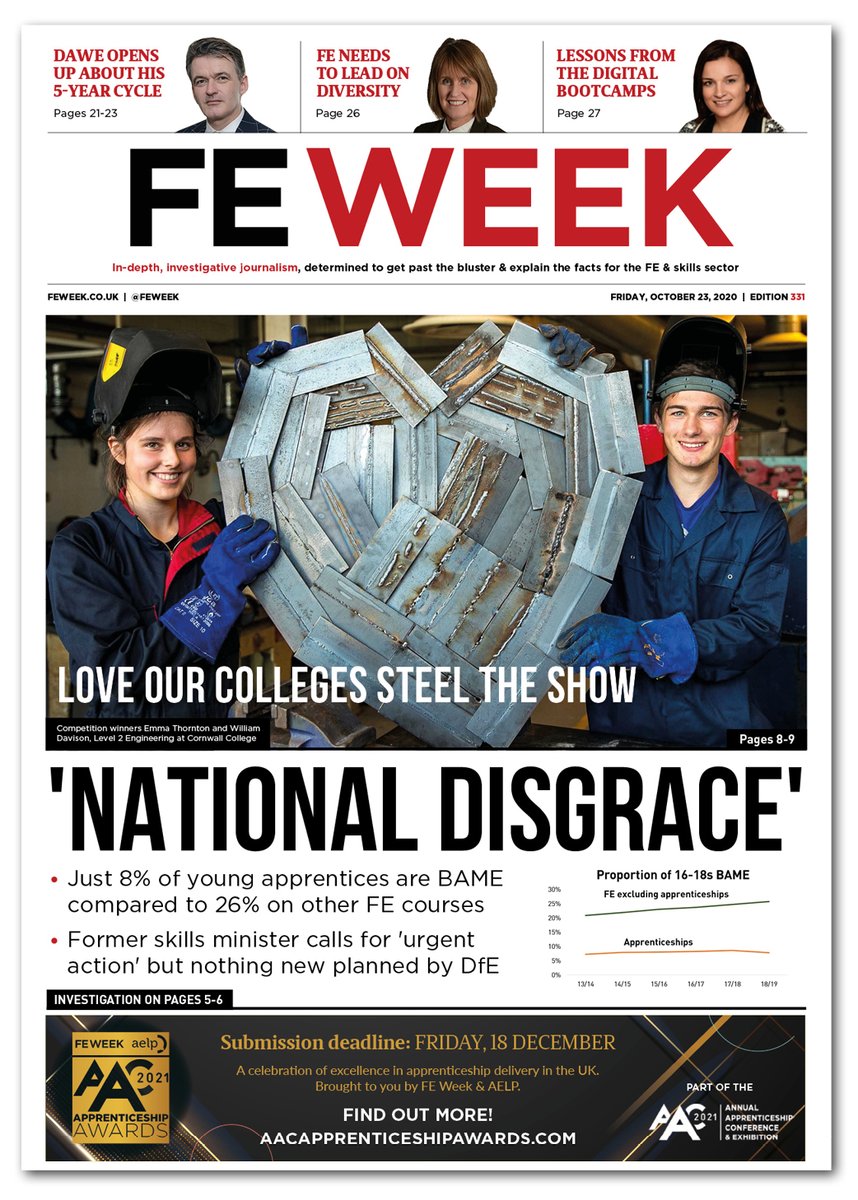 SNEAKY PEEK of @feweek edition 331 front cover that goes to subscribers tonight. Full of exclusive news, analysis & jobs for the discerning subscriber #loveFE #LoveOurColleges https://t.co/lDdEjF6UtC