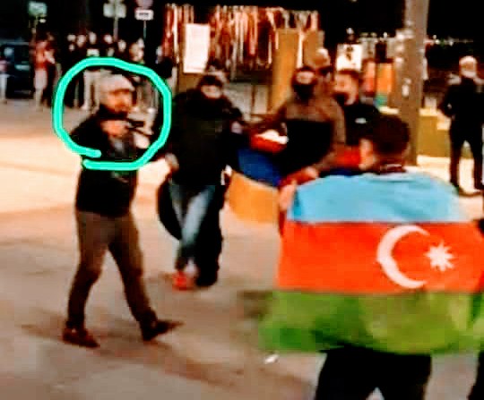 Today during a peaceful rally of Azerbaijanis against #ArmenianOccupation, #ArmenianDiaspora surrounded Azerbaijanis and pointed a gun at them. This happened in POLAND!  Armed and #aggressiveArmenians violating federal and state laws! 
#TerroristArmenia #StopArmenianAggression