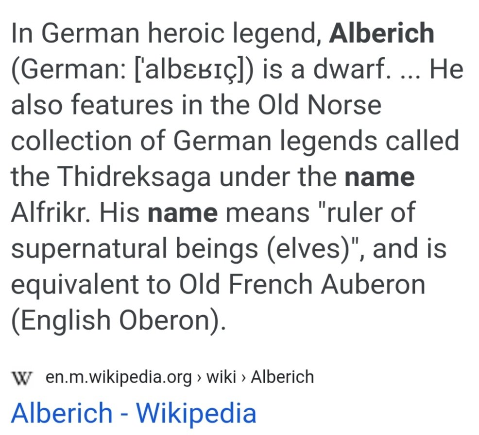 here's the meaning of kaeya's surname, alberich, which i assume he got from his biological father."ruler of supernatural beings""name of the sorcerer king"when his father was talking about kaeya being their "last hope", could it mean he's the heir to a throne? (4/?)