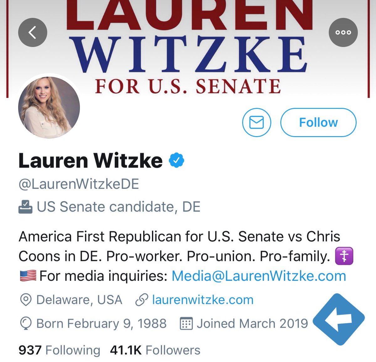 Lauren Witzke’s main Twitter account was started in March of 2019.However, Resist Programming discovered another one of Lauren’s Twitter accounts,  @witzke_joy, that was started in May 2016 when Lauren lived in Tennessee.