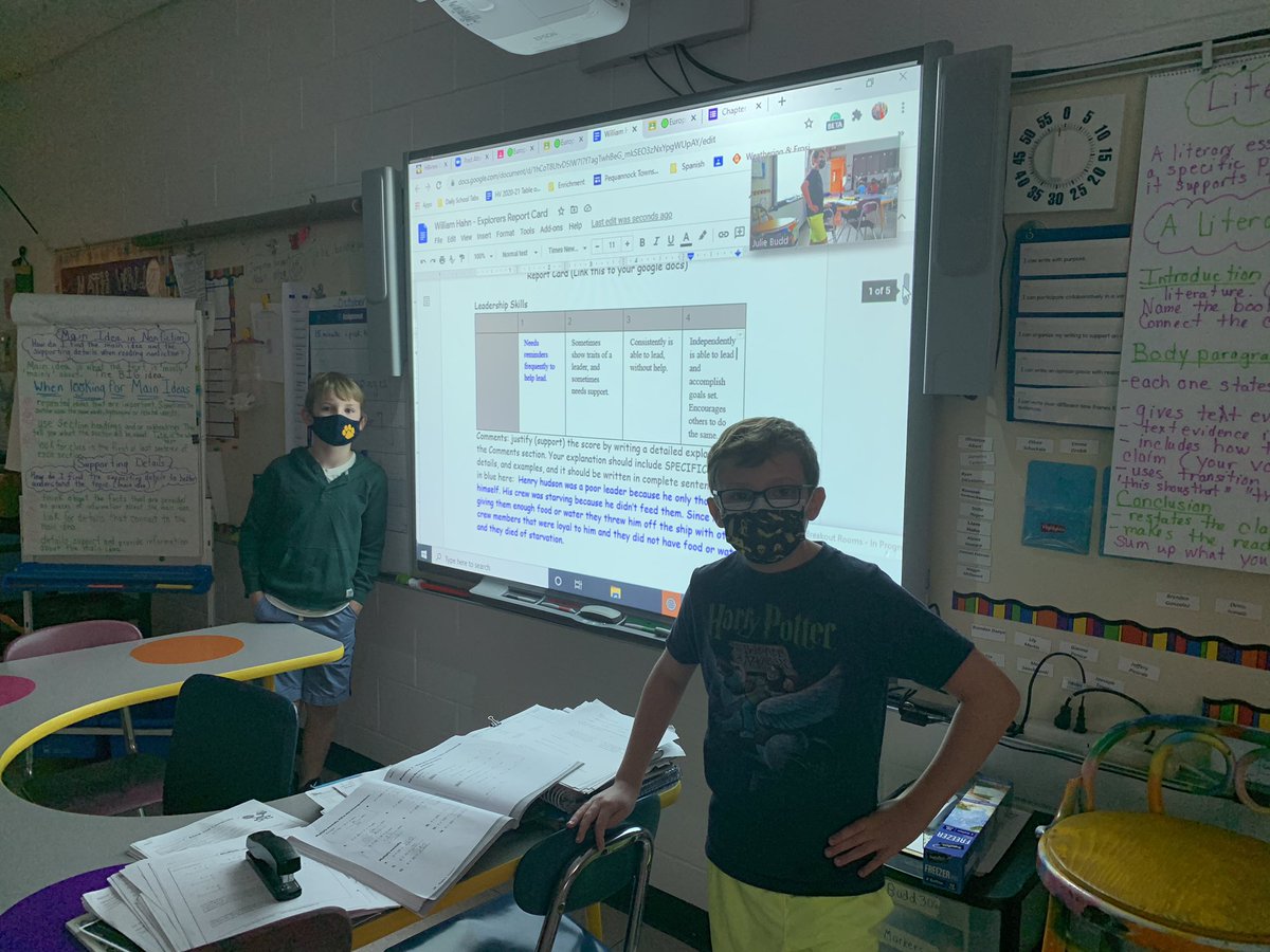 julieannebudd's tweet photo. Today was awesome, partners in breakout rooms were able to share their research about why different European Explorers came to America as well as scoring their ability to lead, overcome challenge, and fulfill their expectations, in person! Well done! 🌎 👍#Hillviewtweets https://t.co/70YmaD4Bo0