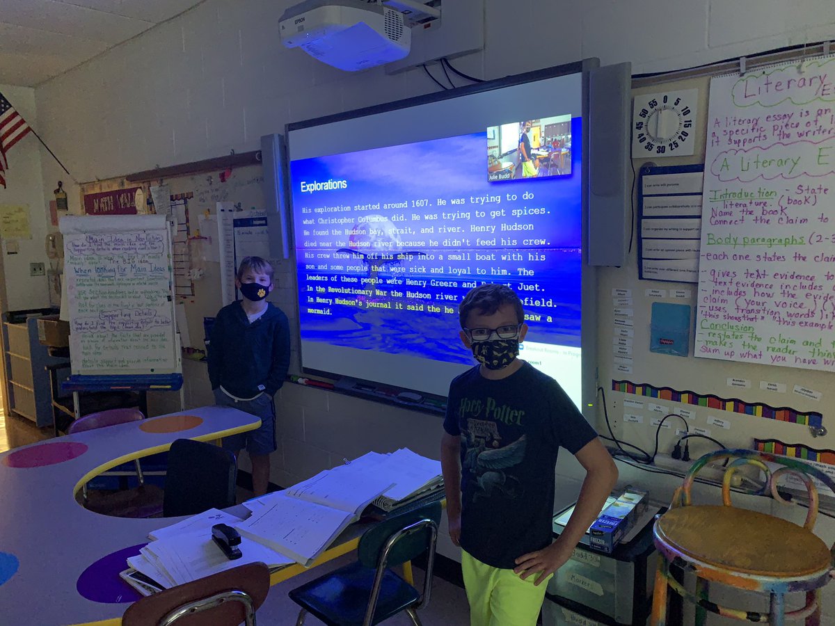 Today was awesome, partners in breakout rooms were able to share their research about why different European Explorers came to America as well as scoring their ability to lead, overcome challenge, and fulfill their expectations, in person! Well done! 🌎 👍#Hillviewtweets