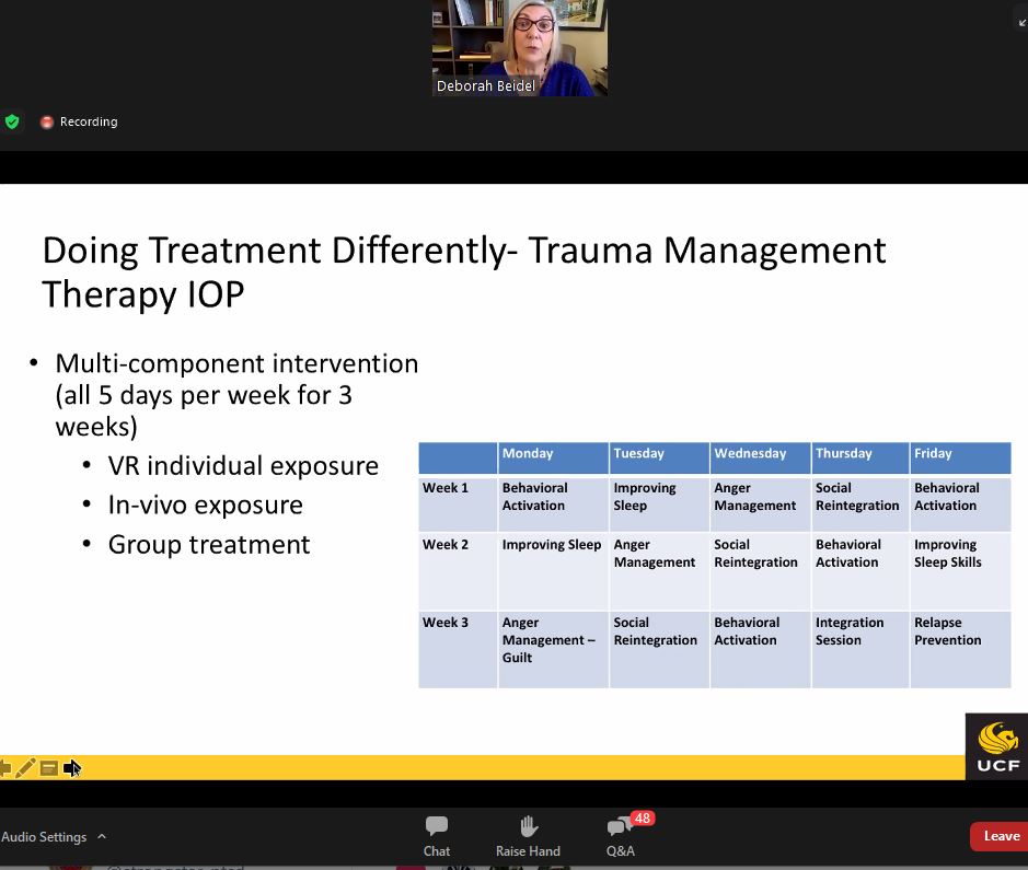 strongstar_ptsd's tweet photo. Deborah Beidel, PhD, of the University of Central Florida, discusses "Combat PTSD: Do We Need Different Treatments, or Do We Need to Do Treatment Differently?" at San Antonio Combat PTSD Virtual Conference.
-
#CombatPTSD2020 #PTSD https://t.co/PGlhOZeBk7