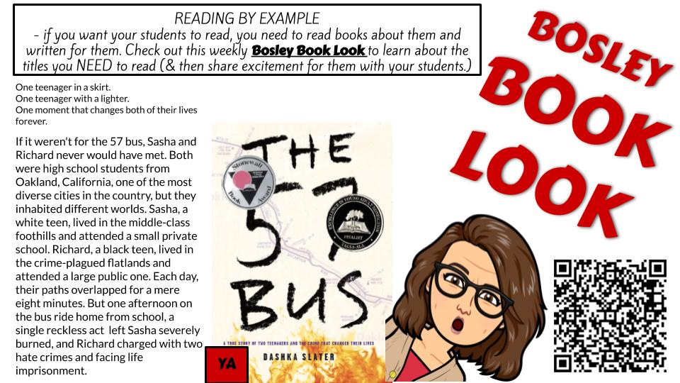 shan_bosley's tweet photo. This week's #BosleyBookLook is #The57Bus by @DashkaSlater It is a must read for all parents & educators
#ReadingMatters #YAlit https://t.co/ZWz6Wh8KGE