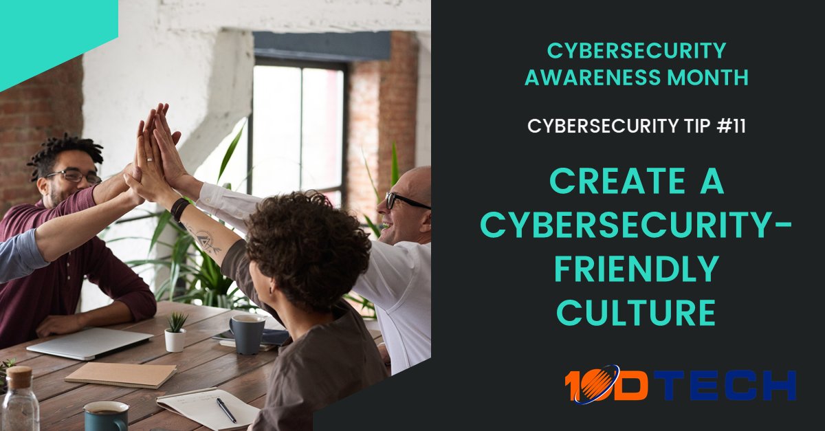 10D_Tech's tweet image. What are you doing about staff Cyber Security Training?  The biggest Cyber Security risk to organizations is employees clicking where they should not.  Sign up for the weekly Cyber SecurityTip here: 
Sign up for our Monday Morning cybersecurity tips: 
10dtech.com/cyber-security…
