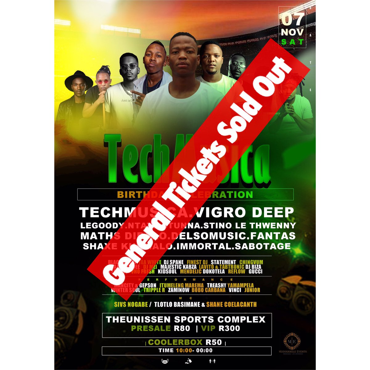 TechmusicaSA's tweet photo. First event in Theuniseen tickets to be sold out , God is good. Thank you so much guys for your support  🙏🏻😭

#techmusicabirthdaycelebration
#07November https://t.co/EDG34xawKN