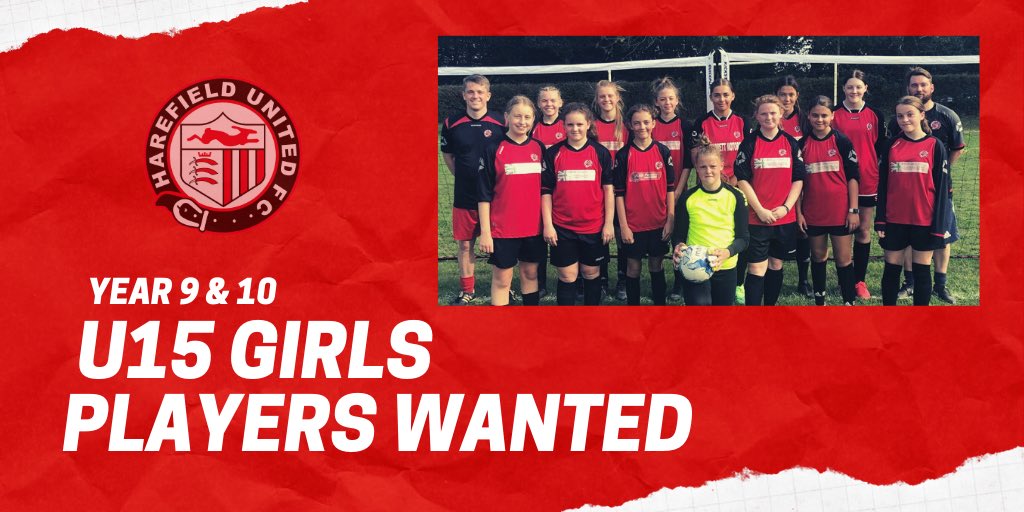 Harefield United Youth (@harefieldyouth) on Twitter photo 🚨Year 9 & 10 Girls wanted for friendly U15 Girls team playing in Div 1 of the @CapitalGirlsLge! ⚽️
For info DM or email harefieldunitedyouth@hotmail.com
🔁 Please RT 🚨Year 9 & 10 Girls wanted for friendly U15 Girls team playing in Div 1 of the @CapitalGirlsLge! ⚽️
For info DM or email harefieldunitedyouth@hotmail.com
🔁 Please RT