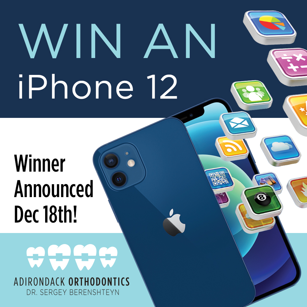 Want to win an iPhone 12? Head to our website at the link below to enter. 

adirondackorthodontics.com/contest/