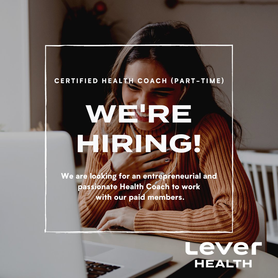 We're hiring! We are looking for an entrepreneurial and passionate Health Coach to work with our paid members. Apply at buff.ly/2HqzRdl.
