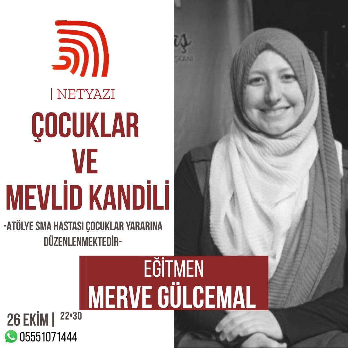 Sevgili Merve Gülcemal ile Çocuklar Ve Mevlid Kandili Atölyemizin bütün geliri Sma Tip-1 hastası çocuklara bağışlanacaktır.✨
📌Kayıt Ve Detaylı Bilgi İçin Netyazı DM
#online #onlineegitim #onlineatölye #atölye #çocuk #mevlidkandili #sma #smatip1 #smatip2 #zolgensma https://t.co/FhEOFapWZU