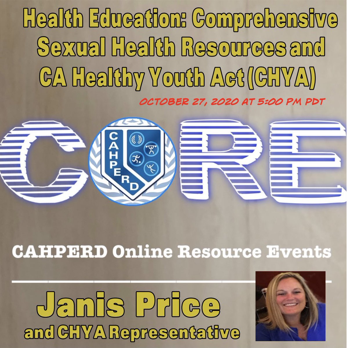 CAHPERD's tweet photo. We have another great #CORE session on #CHYA and Comprehensive Sexual Health Resources with @ochlthyschools! Reg. on our website to participate live and watch to stream on our YouTube channel. #healthed https://t.co/YQphkweizt