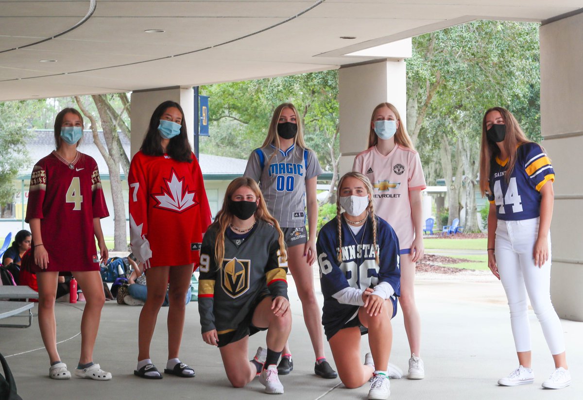 TrinityPrepFL's tweet photo. Homecoming week continues at Trinity Prep! Today's theme was Athletes and Artists. We saw some great jerseys around campus. #TPSspiritweek https://t.co/zgPo1OnyZA