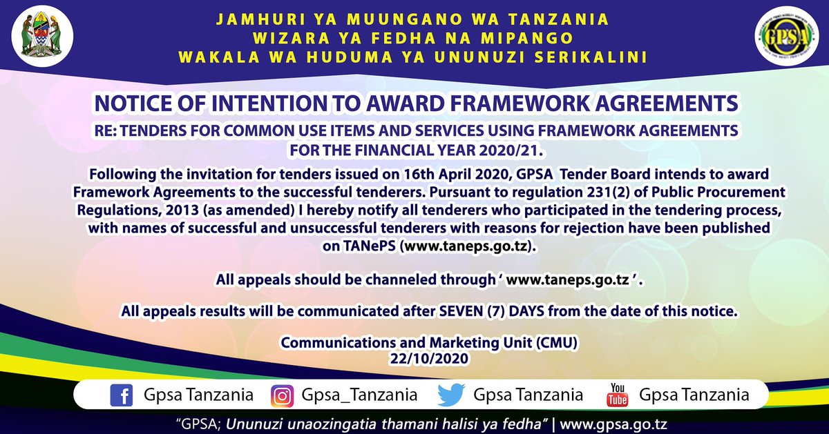 GpsaTanzania's tweet image. #FrameworkAgreements #CUIS #GpsaTanzania