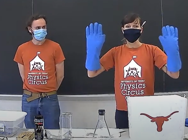 Physics_Circus's tweet image. Howdy young scientists! Our virtual livestream continues tomorrow morning at 9:30 AM on &quot;States of Matter&quot; before moving onto a brand new topic next week. Tune in on YouTube or email us at circus@physics.utexas.edu for a private Zoom link, see ya soon!