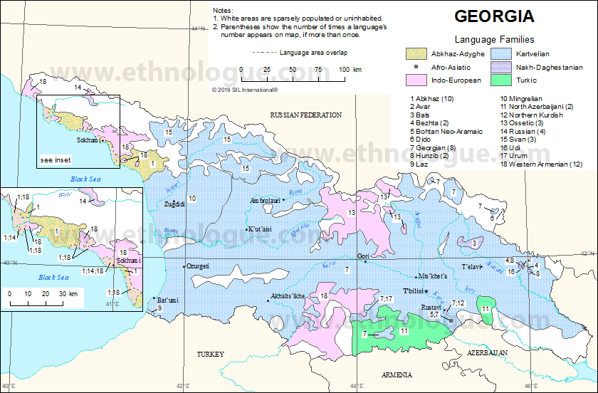 3/13: South Caucasus, comprised of  #Armenia,  #Azerbaijan,  #Georgia, is 6.5 times smaller than Los Angeles in land area but has three different majority languages: Armenian (Indo-European), Azerbaijani (Altaic/Turkic), Georgian (Caucasian/Kartvelian) (source:  @theEthnologue)