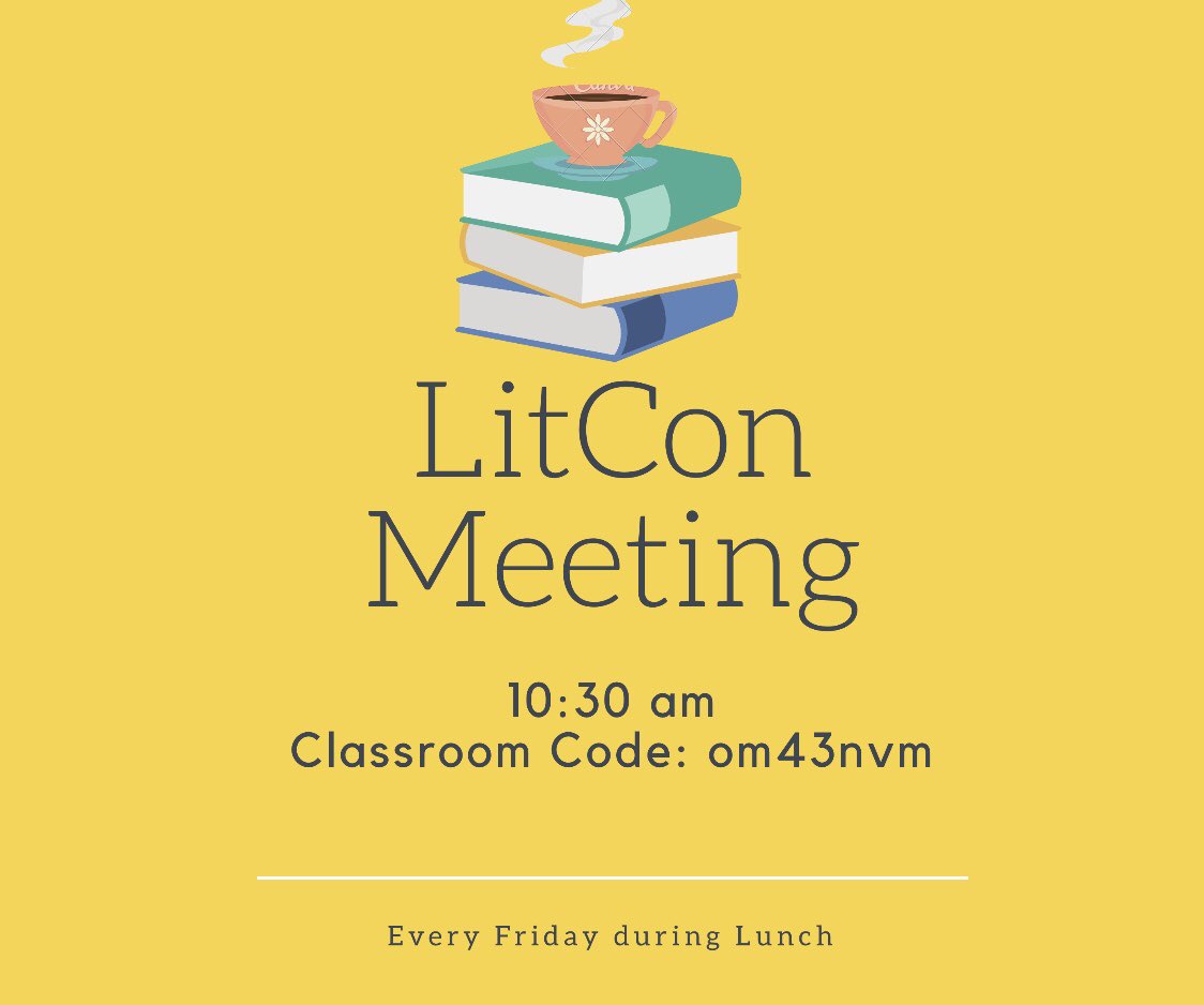 jchsLitCon's tweet image. Come join our meeting tomorrow! We have meetings every Friday and you can join using the link in our google classroom. #LitCon #explorepage